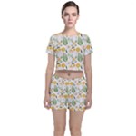 Flowers on a white background pattern                                                                   Crop Top and Shorts Co-Ord Set