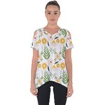 Flowers on a white background pattern                                                                   Cut Out Side Drop Tee