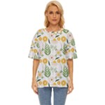 Flowers on a white background pattern           Oversized Basic Tee