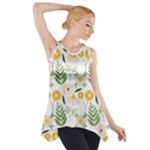 Flowers on a white background pattern                                                                    Side Drop Tank Tunic