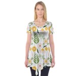 Flowers on a white background pattern                                                                    Short Sleeve Tunic