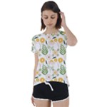 Flowers on a white background pattern                                                                    Short Sleeve Foldover Tee