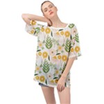 Flowers on a white background pattern                                                                  Oversized Chiffon Top