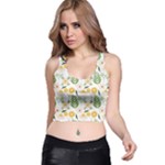 Flowers on a white background pattern                                                                    Racer Back Crop Top