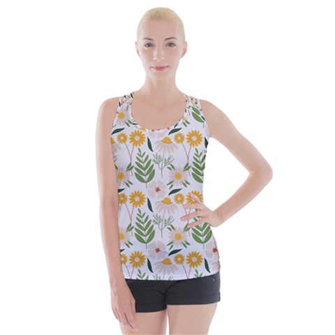 Flowers on a white background pattern                                                                   Criss cross Back Tank Top from ArtsNow.com