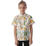 Flowers on a white background pattern                   Kids  Short Sleeve Shirt