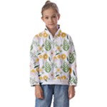 Flowers on a white background pattern                               Kids  Half Zip Hoodie