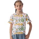 Flowers on a white background pattern                                    Kids  Cuff Sleeve Scrunch Bottom Tee