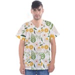 Flowers on a white background pattern                                                                     Men s V-Neck Scrub Top