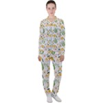 Flowers on a white background pattern                                                                   Casual Jacket and Pants Set