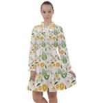 Flowers on a white background pattern                                                                      All Frills Chiffon Dress