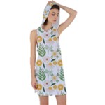 Flowers on a white background pattern                                                                     Racer Back Hoodie Dress