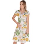 Flowers on a white background pattern                                                                      Classic Short Sleeve Dress