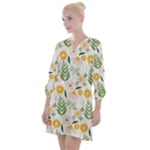 Flowers on a white background pattern                                                                     Open Neck Shift Dress