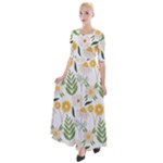 Flowers on a white background pattern                                                                      Half Sleeves Maxi Dress