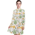 Flowers on a white background pattern                                                                      Long Sleeve Chiffon Shirt Dress