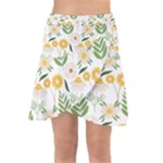 Flowers on a white background pattern                                                                       Wrap Front Skirt