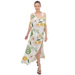 Flowers on a white background pattern                                                                      Maxi Chiffon Cover Up Dress