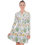 Flowers on a white background pattern                                                                       Long Sleeve Panel Dress