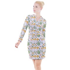 Button Long Sleeve Dress 