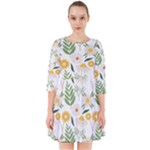 Flowers on a white background pattern                                                                  Smock Dress