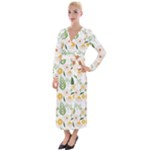 Flowers on a white background pattern                                                                      Velvet Maxi Wrap Dress