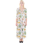 Flowers on a white background pattern                                                                    Quarter Sleeve Wrap Maxi Dress