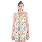 Flowers on a white background pattern                                                                    Scoop Neck Skater Dress