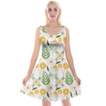 Flowers on a white background pattern                                                                         Reversible Velvet Sleeveless Dress