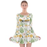 Flowers on a white background pattern                                                                    Long Sleeve Skater Dress