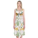 Flowers on a white background pattern                                                                   Midi Sleeveless Dress