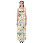 Flowers on a white background pattern                                                                    Empire Waist Maxi Dress