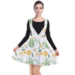 Flowers on a white background pattern                                                                  Plunge Pinafore Dress