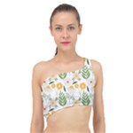 Flowers on a white background pattern                                                                   Spliced Up Bikini Top