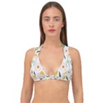 Flowers on a white background pattern                                                                 Double Strap Halter Bikini Top