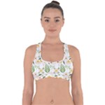 Flowers on a white background pattern                                                                   Cross Back Hipster Bikini Top