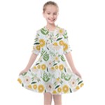 Flowers on a white background pattern                                                                 Kids  All Frills Chiffon Dress