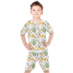 Flowers on a white background pattern                                                                 Kids  Tee and Shorts Set