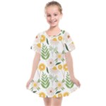 Flowers on a white background pattern                                                                 Kids  Smock Dress