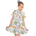 Flowers on a white background pattern                                                                 Kids  Short Sleeve Shirt Dress