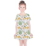 Flowers on a white background pattern                                                                   Kids  Simple Cotton Dress