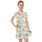 Flowers on a white background pattern                                                                  Kids  Cross Web Dress