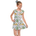 Flowers on a white background pattern                                                                   Kids Cap Sleeve Dress