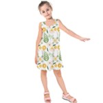 Flowers on a white background pattern                                                                   Kid s Sleeveless Dress