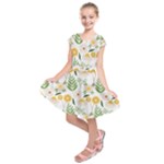 Flowers on a white background pattern                                                                        Kids  Short Sleeve Dress