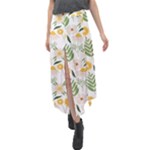 Flowers on a white background pattern                                                                        Velour Split Maxi Skirt