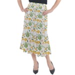 Flowers on a white background pattern                                                                        Midi Mermaid Skirt