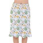 Flowers on a white background pattern                                                                        Short Mermaid Skirt