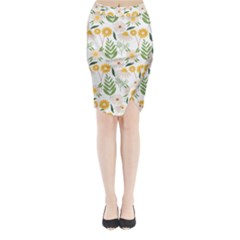 Flowers on a white background pattern                                                                   Midi Wrap Pencil Skirt from ArtsNow.com