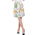 Flowers on a white background pattern                                                                    A-line Skater Skirt